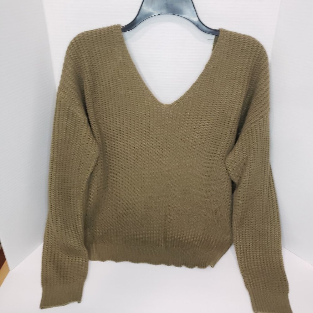 Olive Green Woman's cross-back sweater